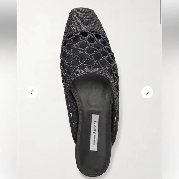 Emme Parsons Black Woven Raffia Mules Size 41 / US 10 - Picture 12 of 14